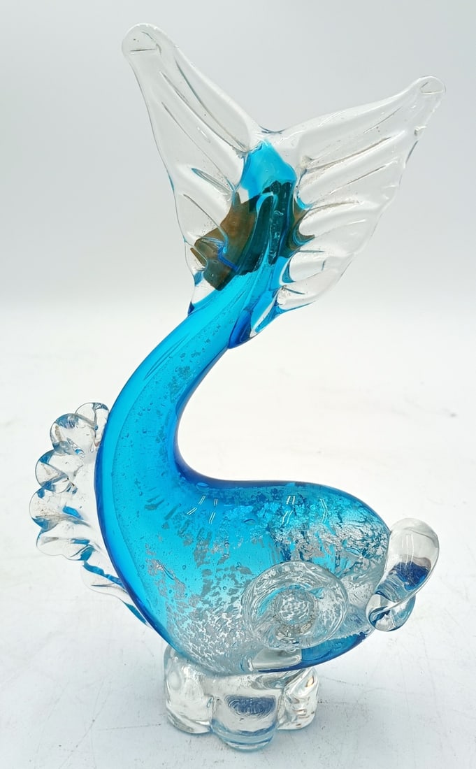 VINTAGE MURANO ART GLASS BLUE FISH SCULPTURE (1 of 10)