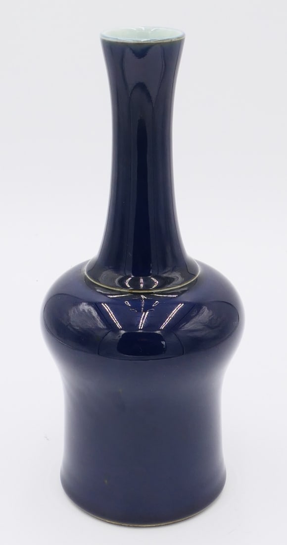 CHINESE KANGXI COBALT BLUE GLAZED BELL BOTTLE VASE (1 of 6)