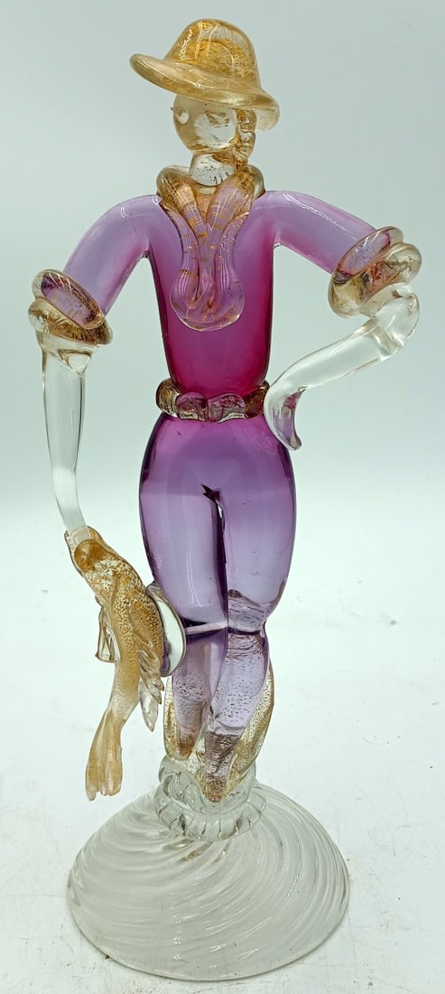 VINTAE MURANO VENETIAN MAN WITH FISH SCULPTURE (1 of 10)