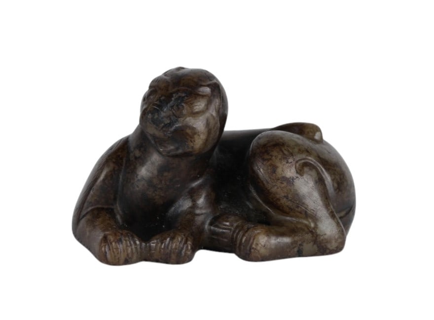 Chinese Russet Jade Hand Carved Seated Foo Dog