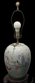 Chinese Hand-Painted Porcelain Jar Lamp