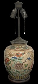 Chinese Hand-Painted Porcelain Vase Lamp