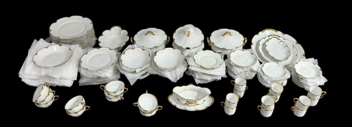 90pc Theodore Haviland Limoges Gilt Bone China Set