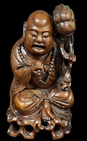 Chinese Hand Carved Hardwood Immortal Figure