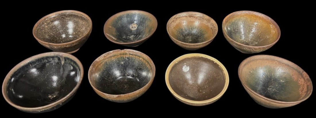 古い中国の蓋茶碗(飯椀) 5客セット 花紋様 青磁色磁器 ヴィンテージ食器 テーブルウェア 完