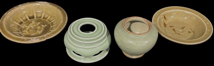 Lot of Four Chinese Celadon Porcelain Wares