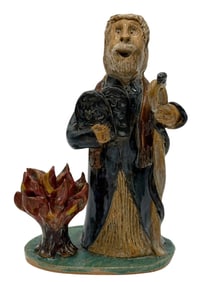 Handcrafted Glazed Ceramic Moses Figure