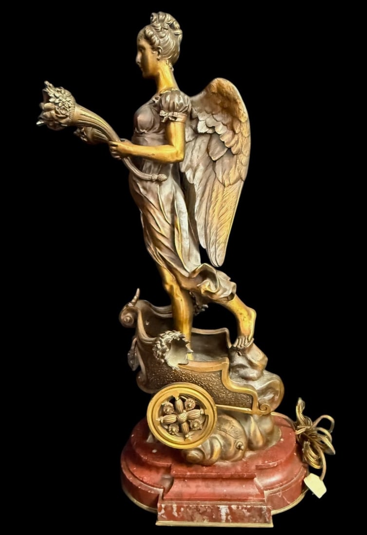 Bronze Winged Angel Lamp on Marble Base (1 of 10)