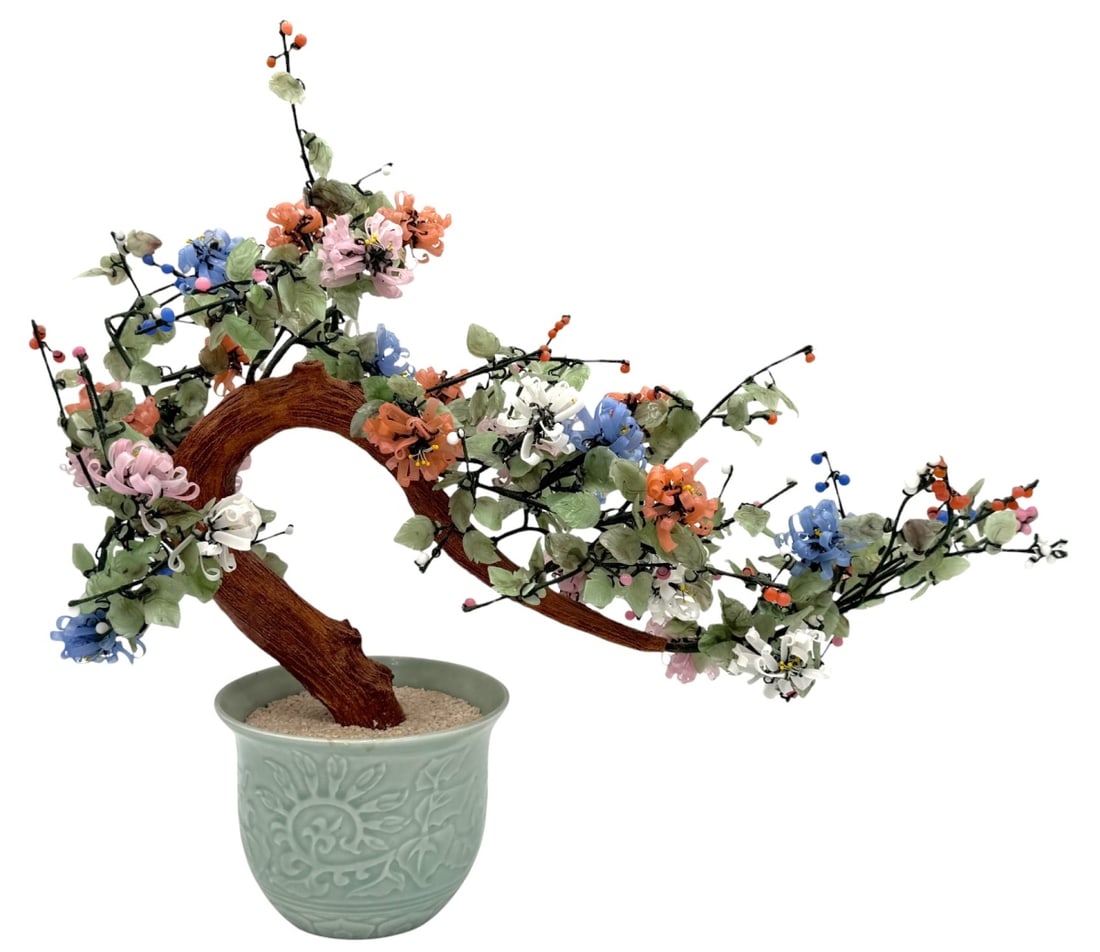 Chinese Carved Jade Bonsai Tree in a Celadon Pot (1 of 6)