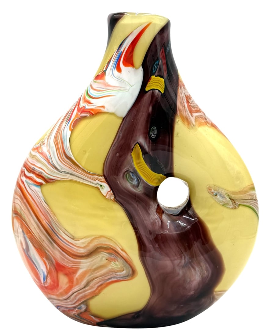 Murano Glass Vase with Swirled Multicolor Design (1 of 7)