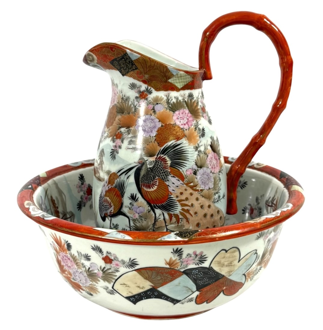 Japanese Imari Porcelain Pitcher & Bowl Set (1 of 14)
