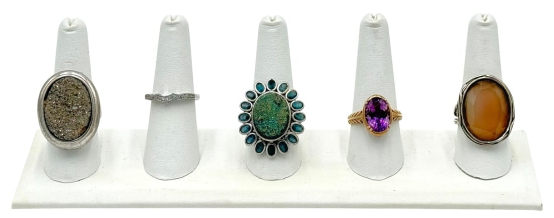 Lot of 5 Sterling Silver Costume Jewelry Rings (1 of 12)