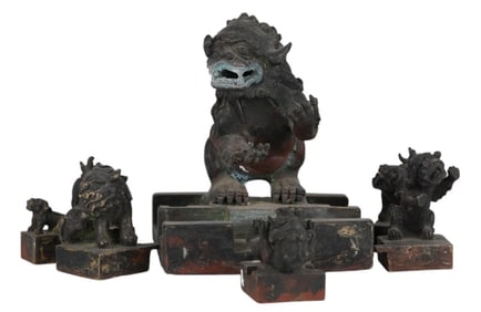 Chinese 7-Piece Feng Shui Foo Dog Ink Seals