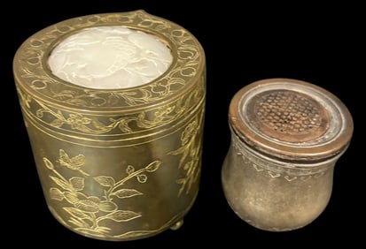 Lot of Two Chinese Brass Tea/Tobacco Boxes
