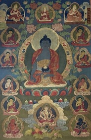Antique Buddhist Medicine Buddha Tibetan Thangka