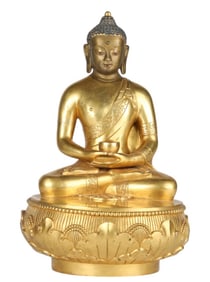 Chinese Gilt Bronze Shakyamuni Buddha Sculpture