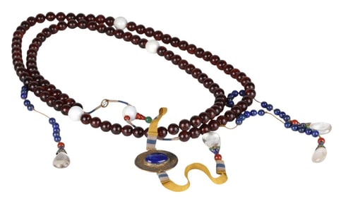 Chinese Qing Amber Chaozhu Beaded Necklace