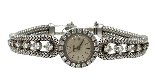 Antique Piaget Art Deco 18K White Gold & 1ctw Diamond Watch