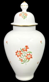 Herend Large Porcelain Floral Lidded Jar