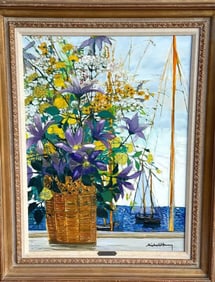 Michel Henry Oil Painting on Canvas - Floral Composition