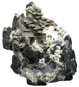 Chinese Hand-Carved Scenic Jade Stone Carving