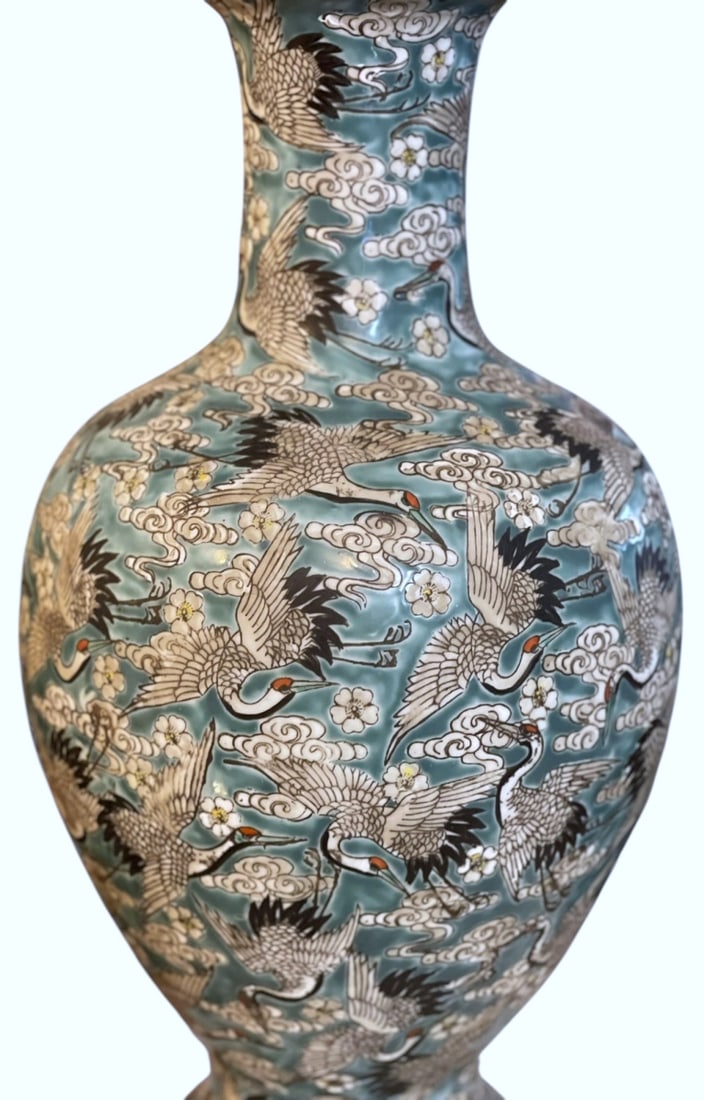 Chinese Hand Painted Porcelain Crane Vase (1 of 9)