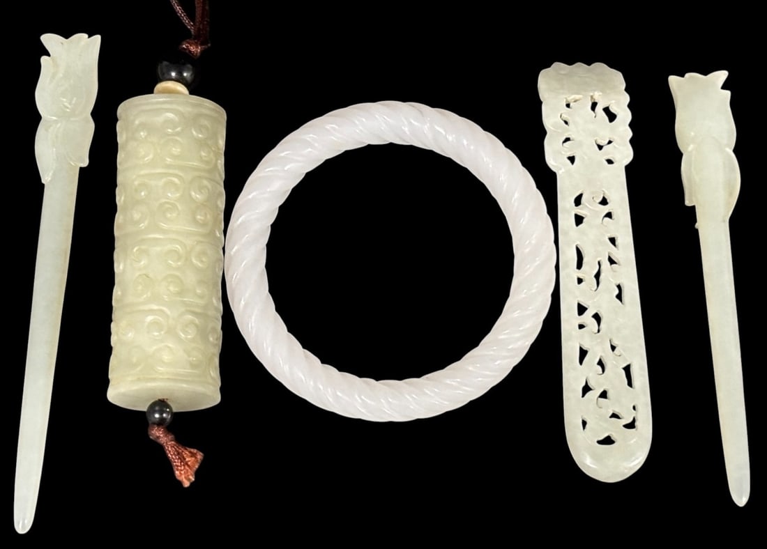 Jade Carving Collection: Hairpins, Pendant, Bracelet & Bookmark (1 of 5)