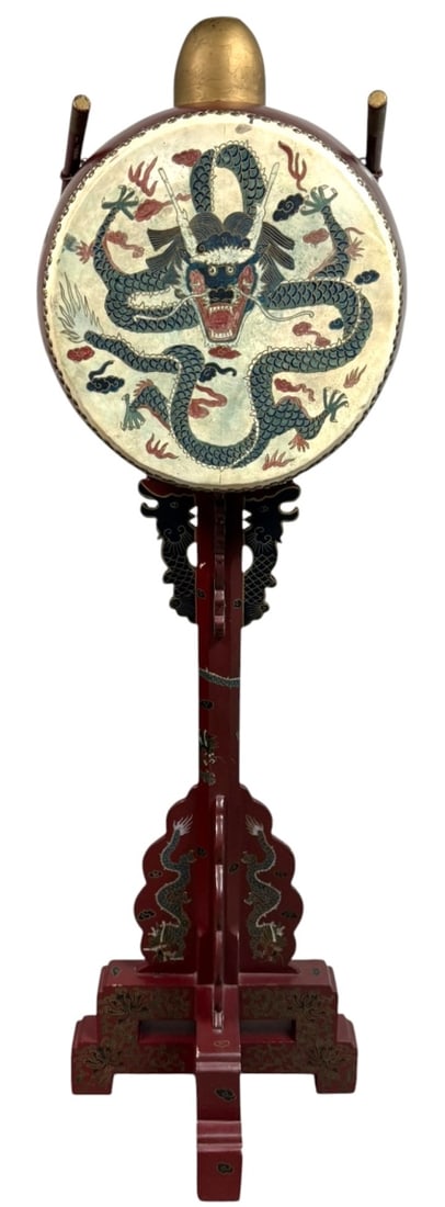 Chinese Ceremonial Five-Toe Dragon Drum