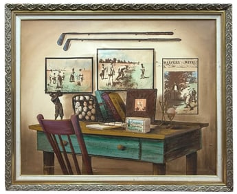 Michael Cameron Golf Theme Still Life Painting