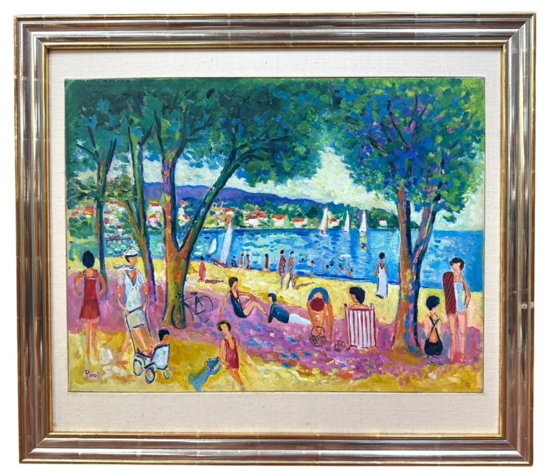 Jean-Claude Picot 'Un Jour a La Plage' Oil Painting (1 of 12)