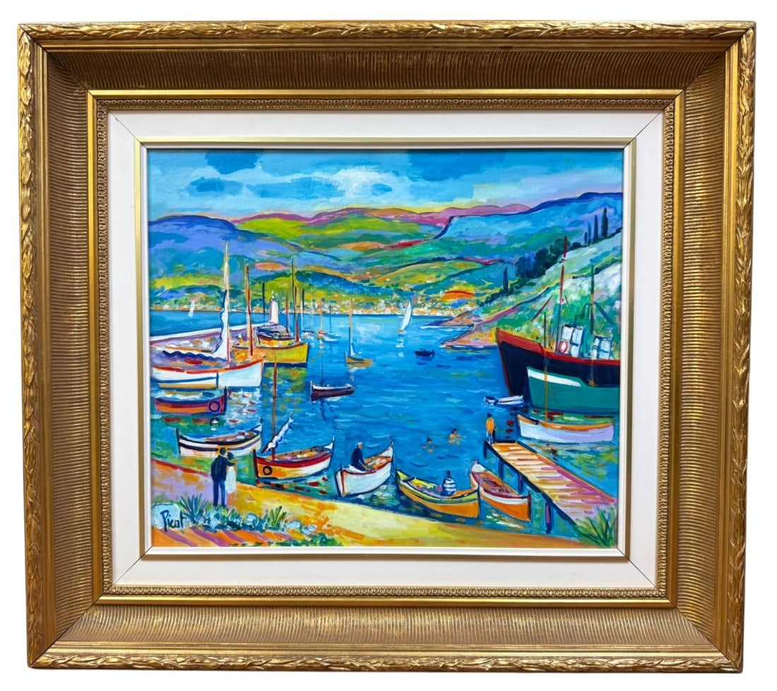 Jean-Claude Picot Oil Painting 'Barques Dans Le Port de Theoule' (1 of 14)