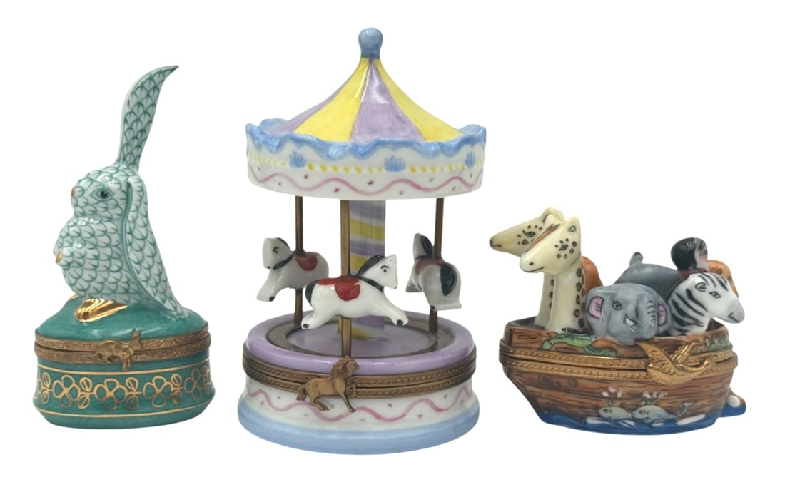 Limoges Hand-Painted Porcelain Trinket Boxes Set (1 of 3)