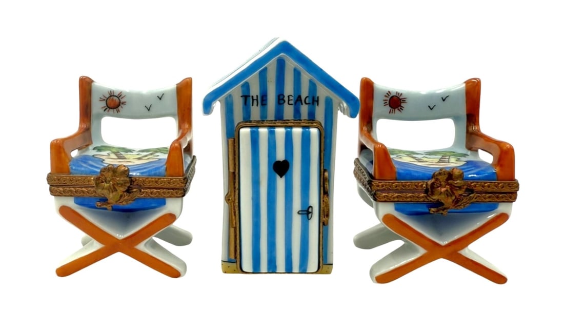 1998 Limoges France 'The Beach' Porcelain Box Set (1 of 4)