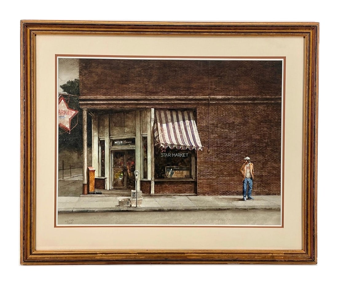 STAR MARKET" WATERCOLOR ON PAPER: Donny Finley (Born 1951) "Star Market" Watercolor on Paper. Alabama artist Donny Finley takes as the core of his subject matter the rural American South in which he was raised. He was elected to membe