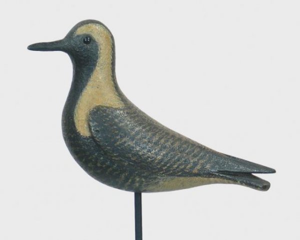 David Ward Black Bellied Plover: 694. Black-bellied plover by David Ward of Connecticut. Split tail with carved wingtips. Mint and original in all respects. Stamped "DBW" behind stick hole. 700-900