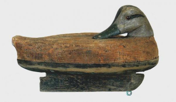 Long Island Preening Cork Black Duck: 837. Wonderful example of a preening cork black duck ca mid to early 1900's. Probably of Long Island origin. Natural cork with well carved pine head, 'boat shaped', beveled bottom board and streamline