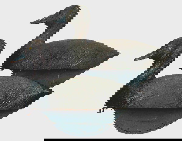 Rig mate pair of early redheads by Tom Chambers. O: Rig mate pair of early redheads by Tom Chambers. Original paint with light overall wear. Small area of possible touch up in area of check on breast of drake and a small area of touch up possible on he