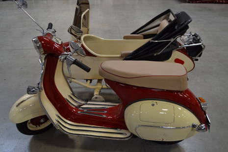1963 VESPA SCOOTER WITH SIDECAR: SCOOTER IS RUNNING BUT WE DO NOT GUARANTEE RUNNING CONDITION--IT STARTS AND MOVES--PLEASE SEE PHOTOS FOR CONDITION--IT DOES HAVE SOME SCRAPES & DINGS--SOLD WITH NO TITLE--JUST A BILL OF SALE--BUYER HA