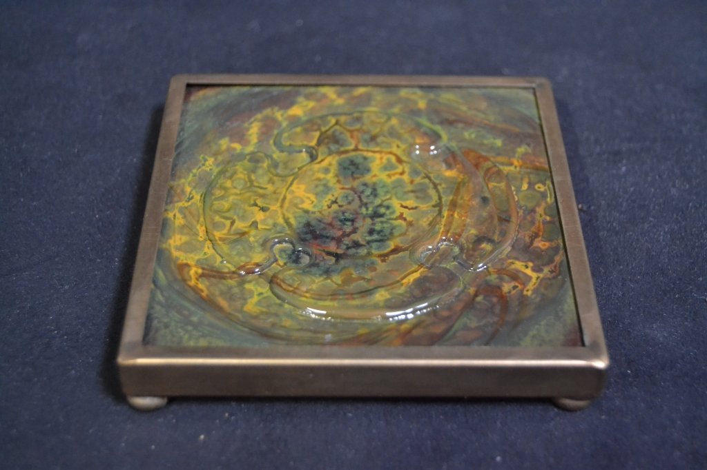 RARE TIFFANY STUDIOS NEW YORK BRONZE FRAMED TILE (1 of 3)