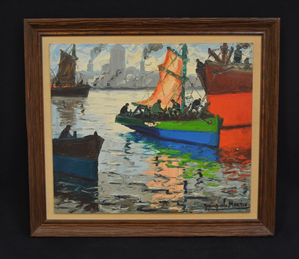 BENITO QUINQUELA MARTIN "BOATS IN HARBOR" O/B (1 of 6)