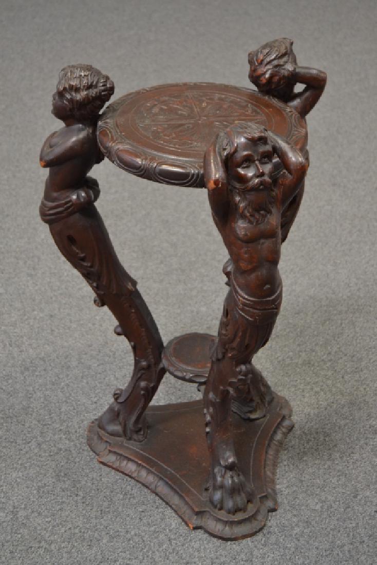 1900'S CARVED WOOD 3 FIGURE FERNSTAND (1 of 4)