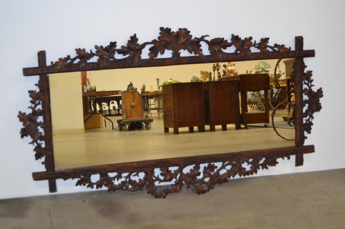 CARVED LEAF & ACORN BLACK FOREST WALL MIRROR (1 of 1)