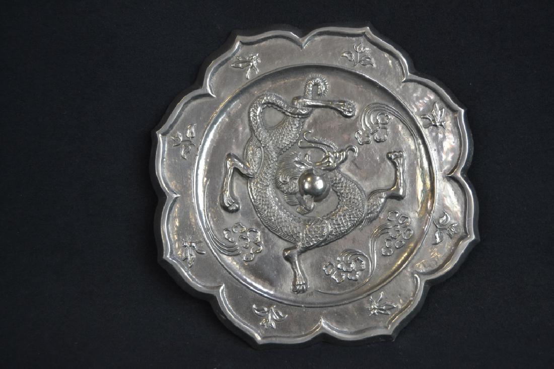 CHINESE SILVERED BRONZE HAND MIRROR (1 of 3)