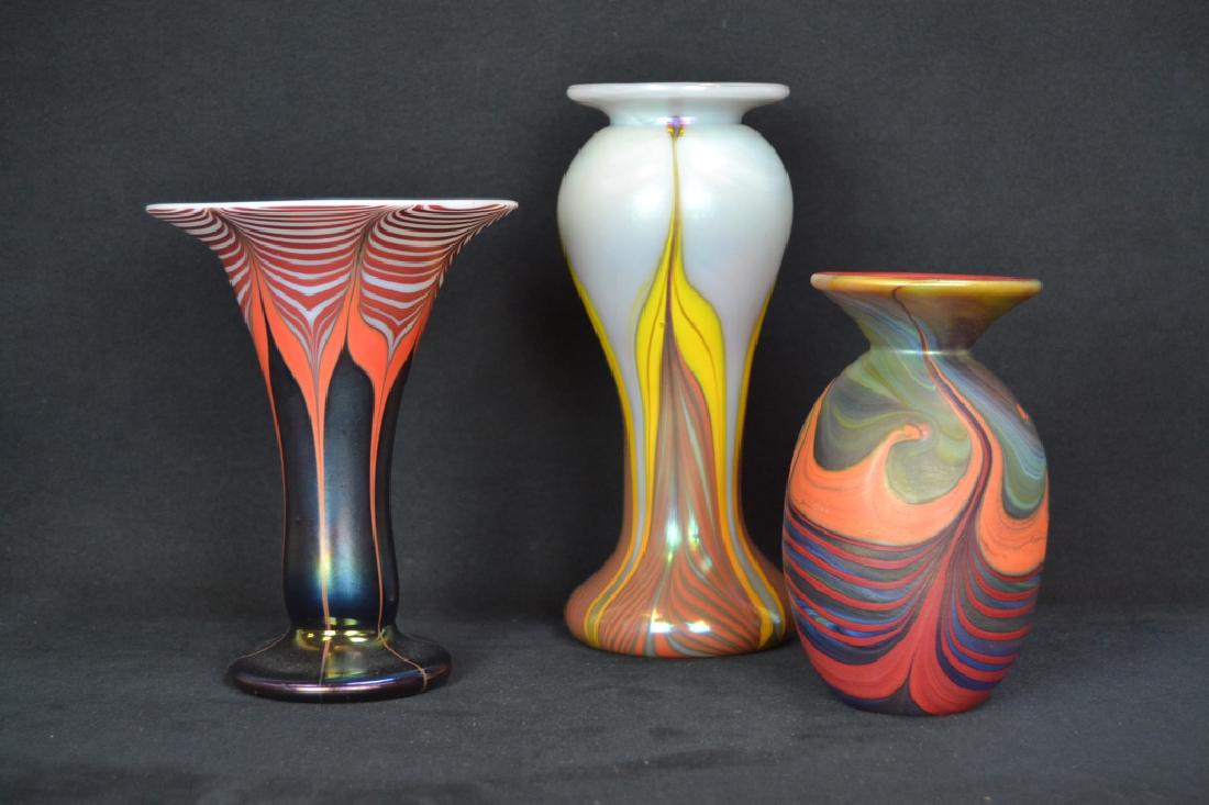 3 SIGNED LUNDBERG ART GLASS VASES (1 of 1)