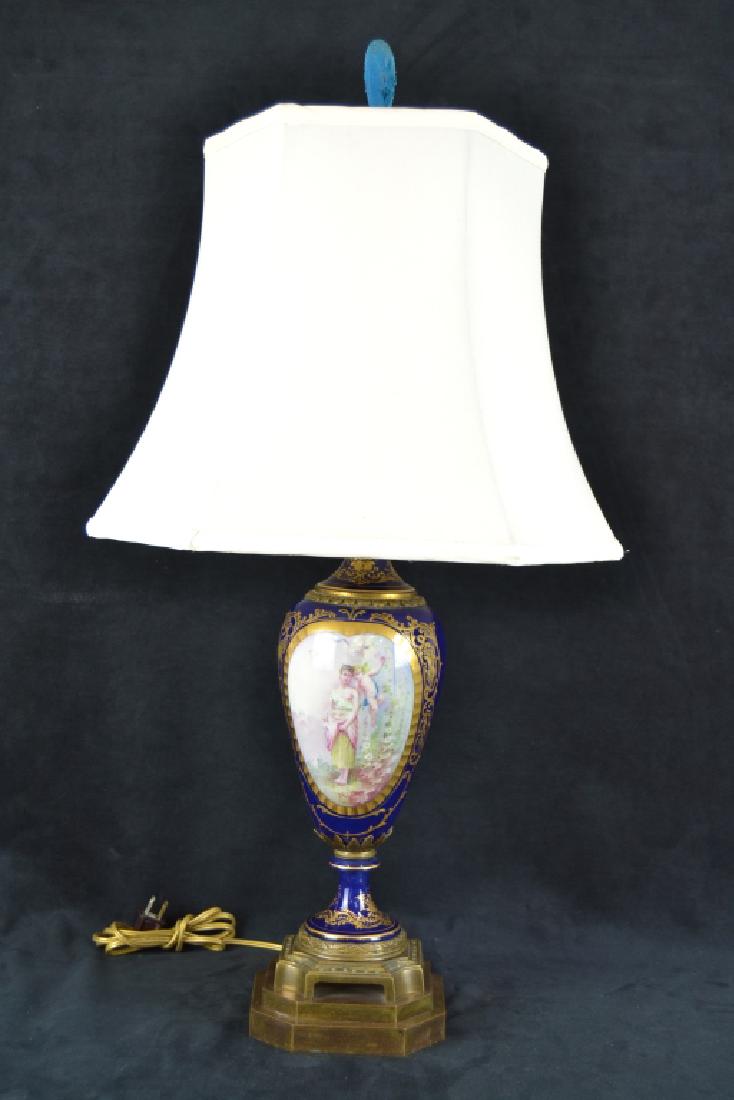 ANTIQUE SEVRES STYLE PORCELAIN TABLE LAMP (1 of 5)