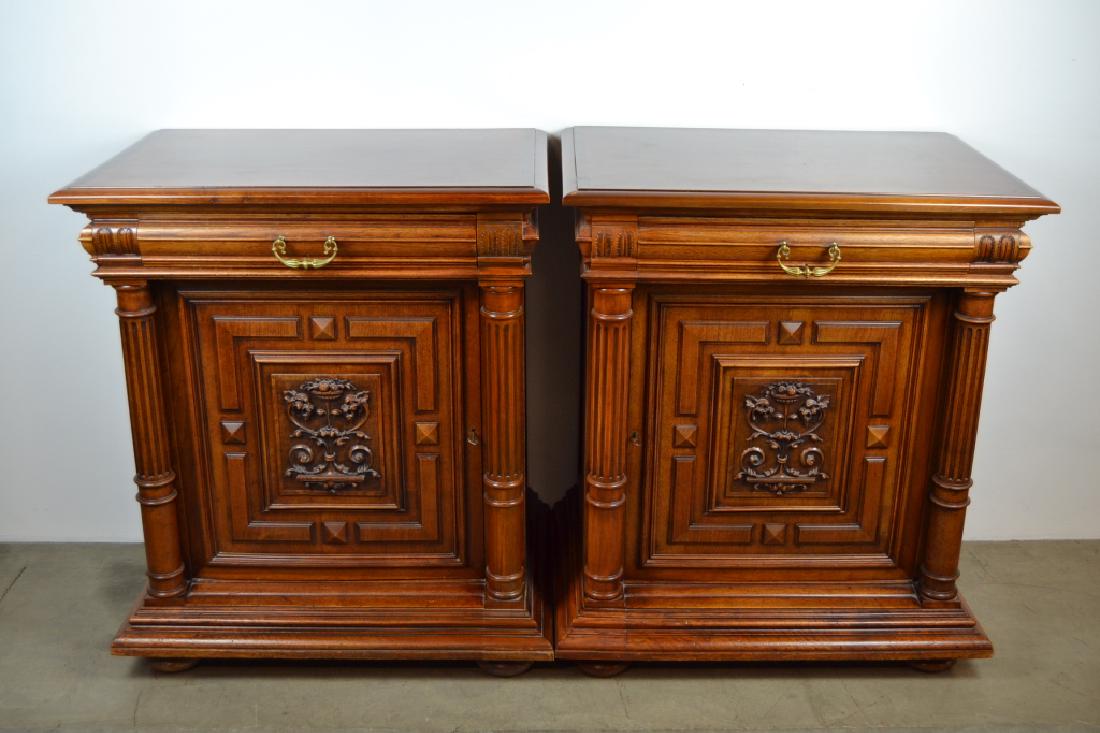 PAIR 1900'S WALNUT HALL CABINETS (1 of 4)