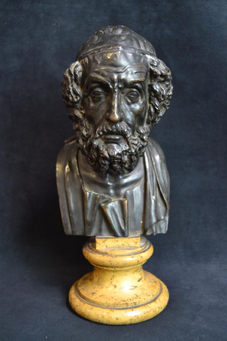 SMALL ANTIQUE BRONZE BUST OF HOMER? (1 of 2)