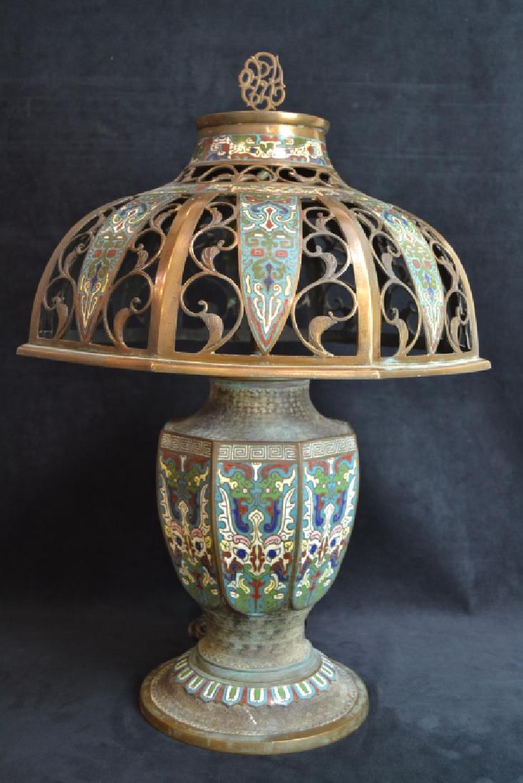 JAPANESE BRONZE & CHAMPLEVE TABLE LAMP (1 of 5)
