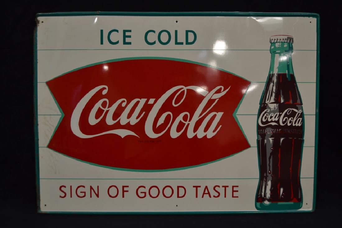 COCA COLA "SIGN OF GOOD TASTE" FISHTAIL TIN SIGN (1 of 5)