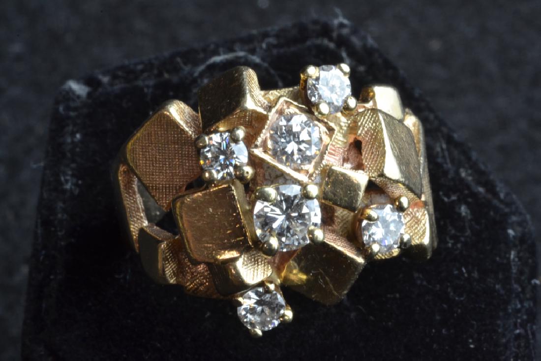 LADY'S 14KT YELLOW GOLD NUGGET DIAMOND RING (1 of 1)